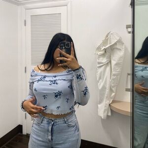 Floral Off-Shoulder Top - Blue